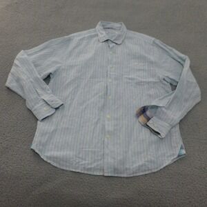 Tommy Bahama Shirt Mens Large Striped Button Up Linen Tencel Casual Beach